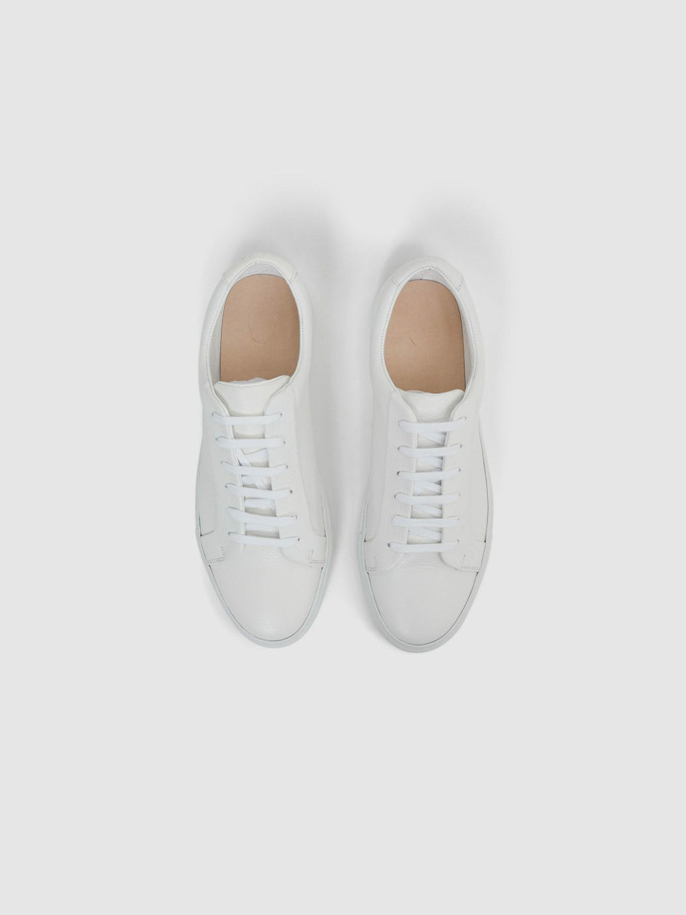Tumbled-Leather Low-Top Trainers White | Mens