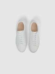 Tumbled-Leather Low-Top Trainers White | Mens