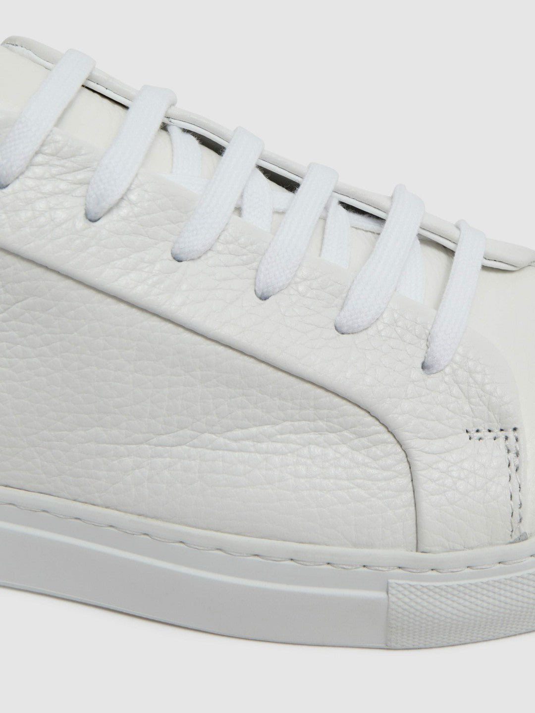 Tumbled-Leather Low-Top Trainers White | Mens
