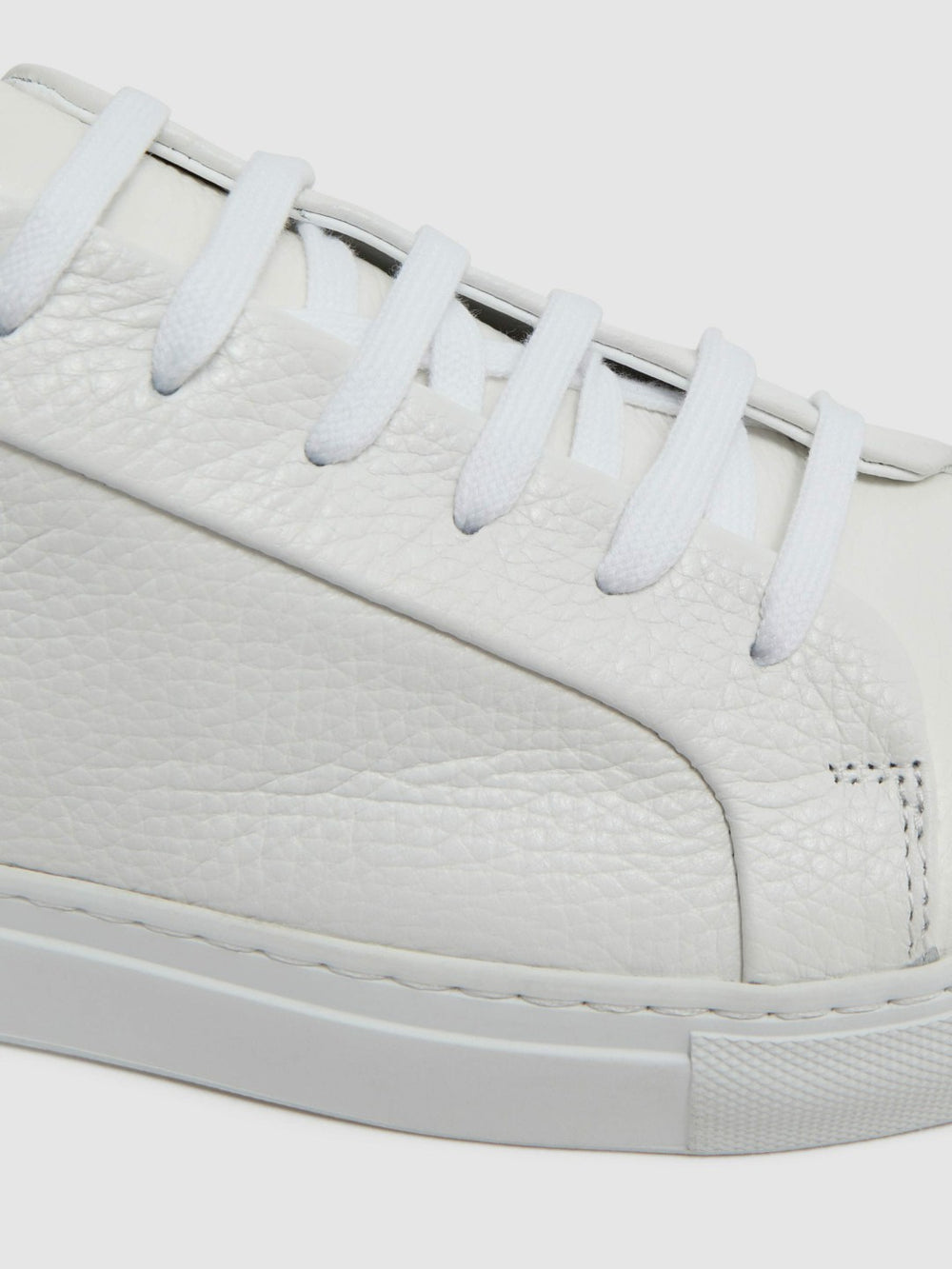 Tumbled-Leather Low-Top Trainers White | Mens