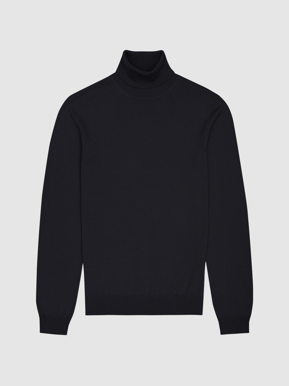 Slim Fit Merino Wool Roll Neck Jumper Navy | Mens