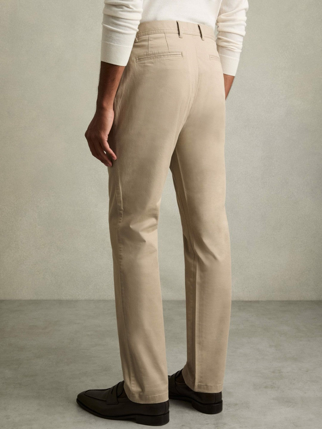 Slim Fit Washed Cotton Blend Chinos Stone | Mens