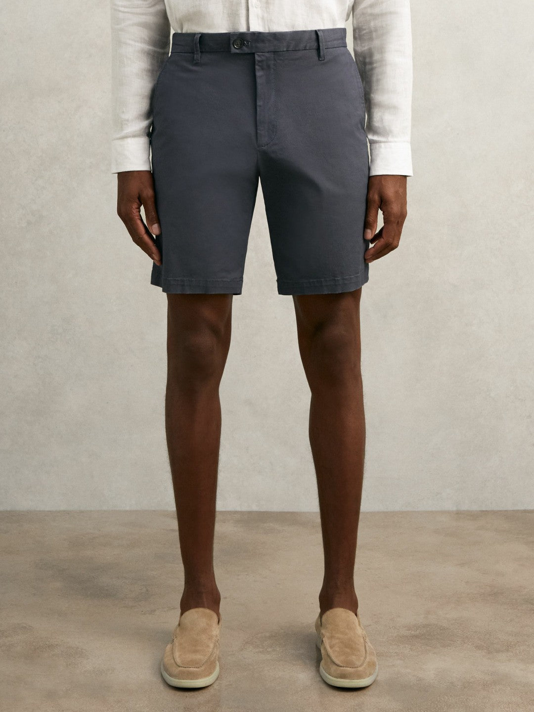Cotton Chino Shorts with Stretch Airforce Blue | Mens