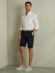 Cotton Chino Shorts with Stretch Navy | Mens