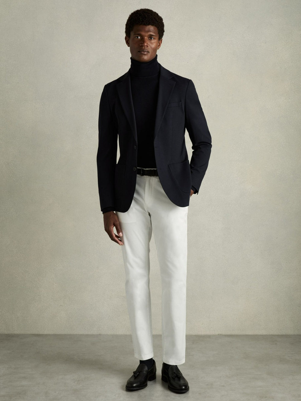 Slim Fit Washed Cotton Blend Chinos White | Mens
