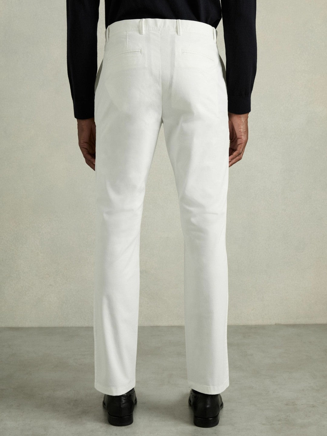 Slim Fit Washed Cotton Blend Chinos White | Mens