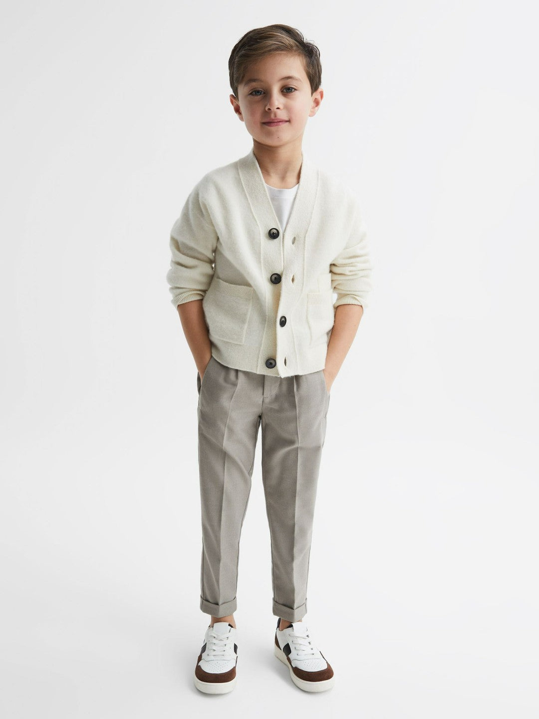 9-14 yrs Relaxed Elasticated Trousers with Turn-Ups Taupe | Children