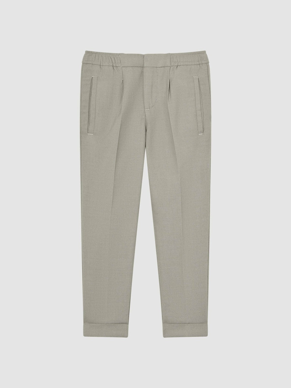 9-14 yrs Relaxed Elasticated Trousers with Turn-Ups Taupe | Children