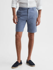 Cotton-Linen Blend Shorts Airforce Blue | Mens