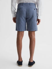 Cotton-Linen Blend Shorts Airforce Blue | Mens