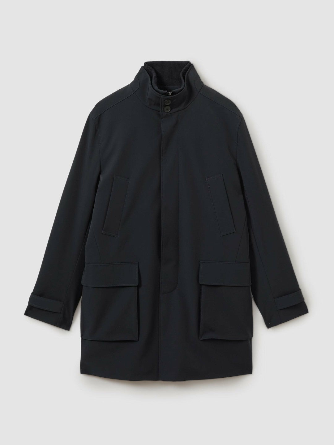 Hybrid Removable Funnel Neck Overcoat Navy | Mens