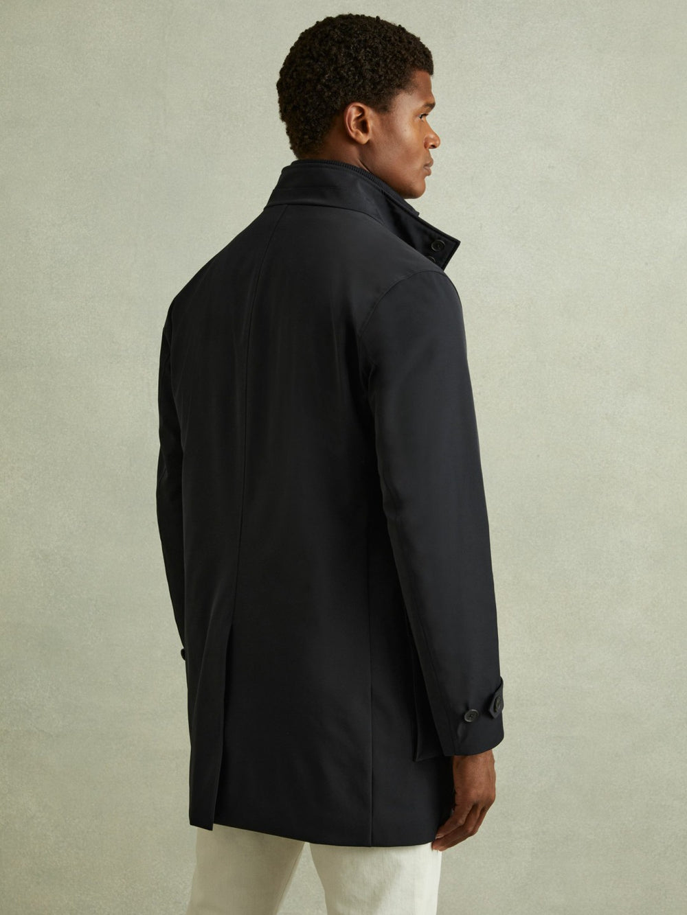 Hybrid Removable Funnel Neck Overcoat Navy | Mens