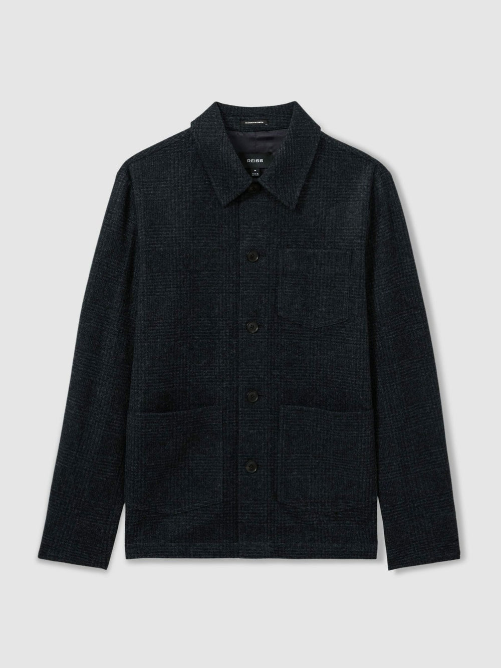 Checked Button Through Worker Jacket Navy Melange | Mens