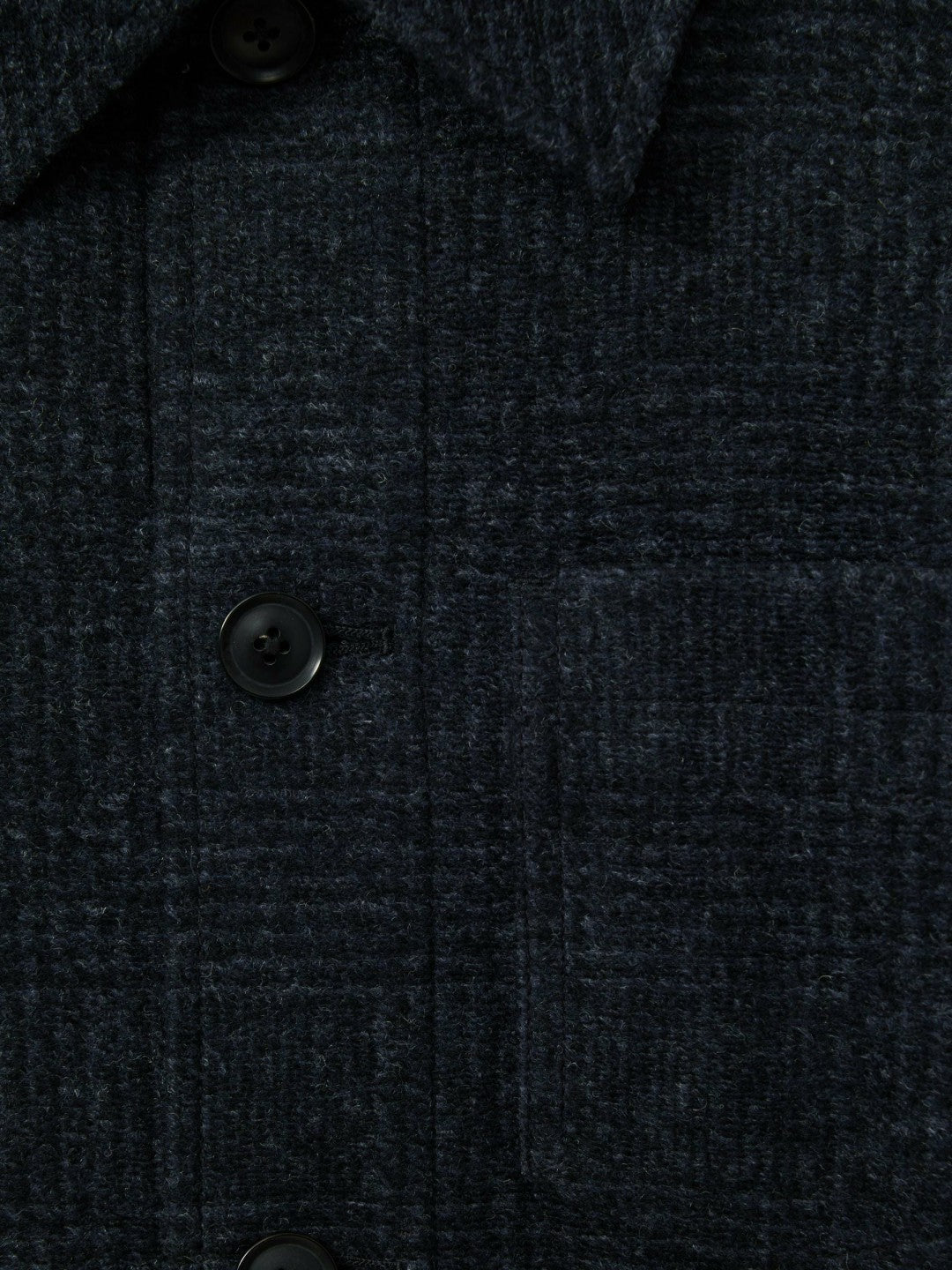 Checked Button Through Worker Jacket Navy Melange | Mens