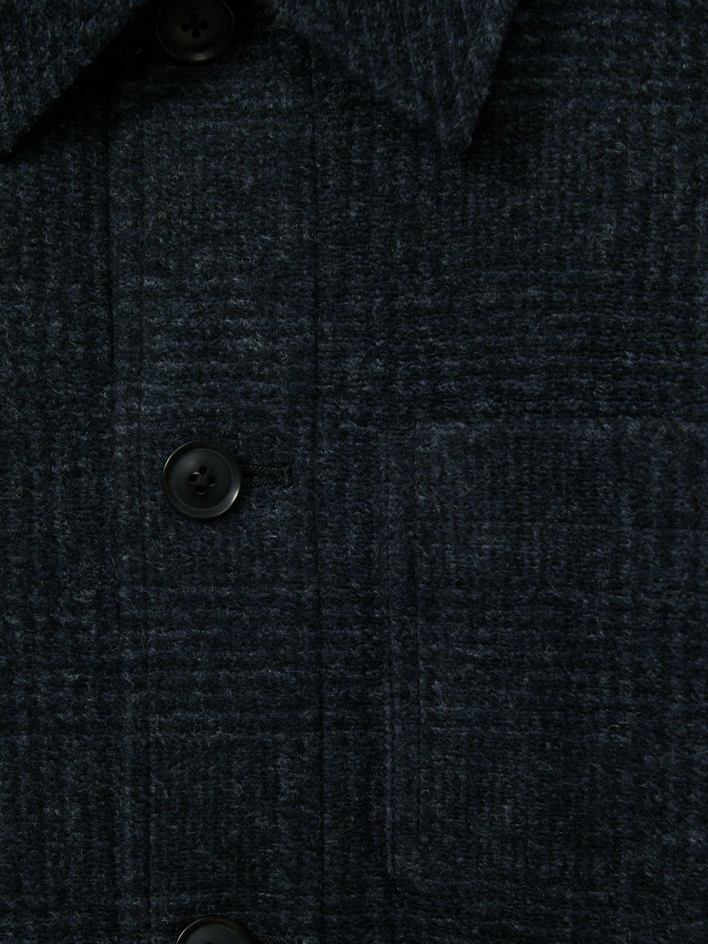 Checked Button Through Worker Jacket Navy Melange | Mens