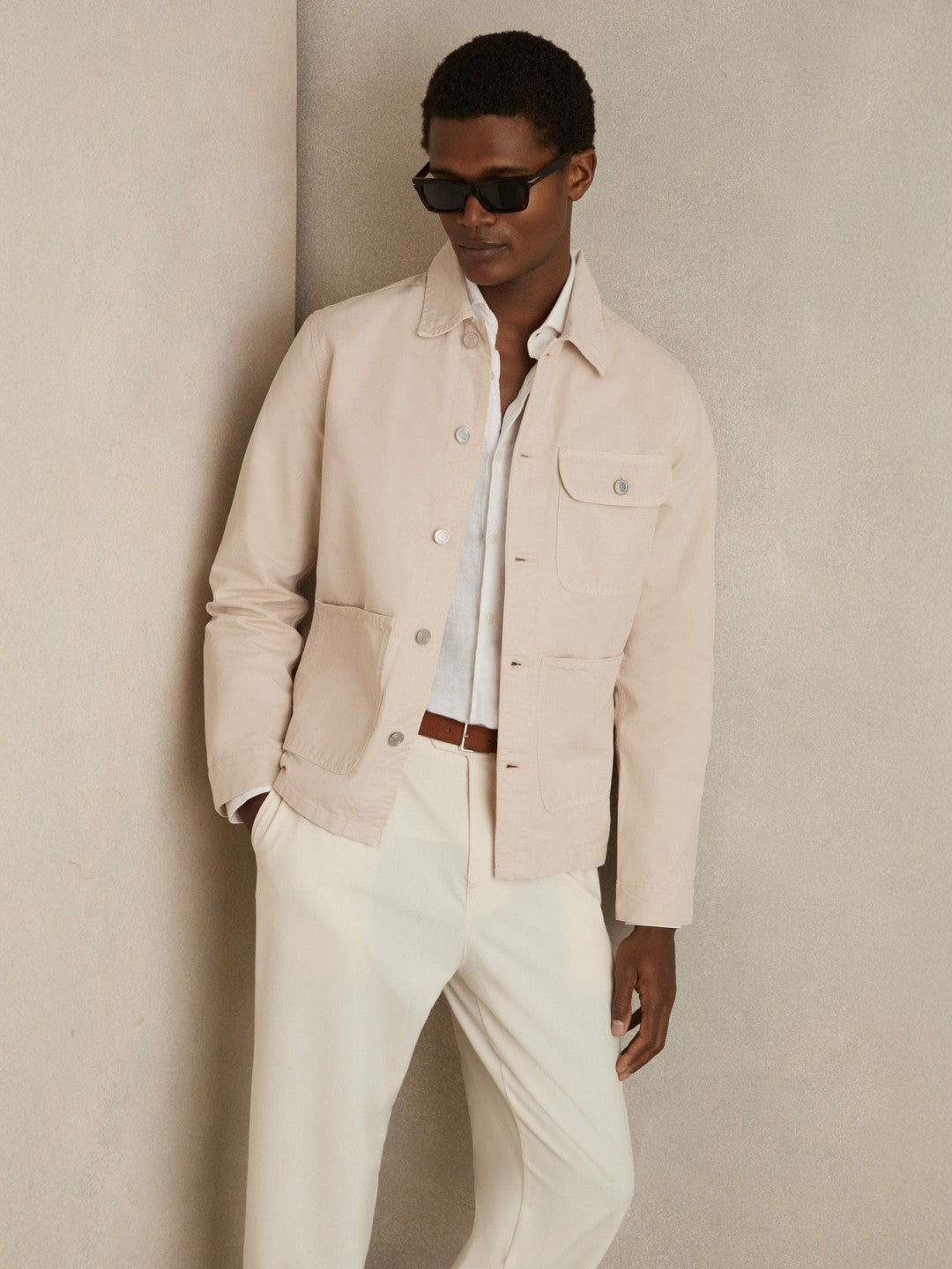 Cotton Worker Jacket Stone | Mens