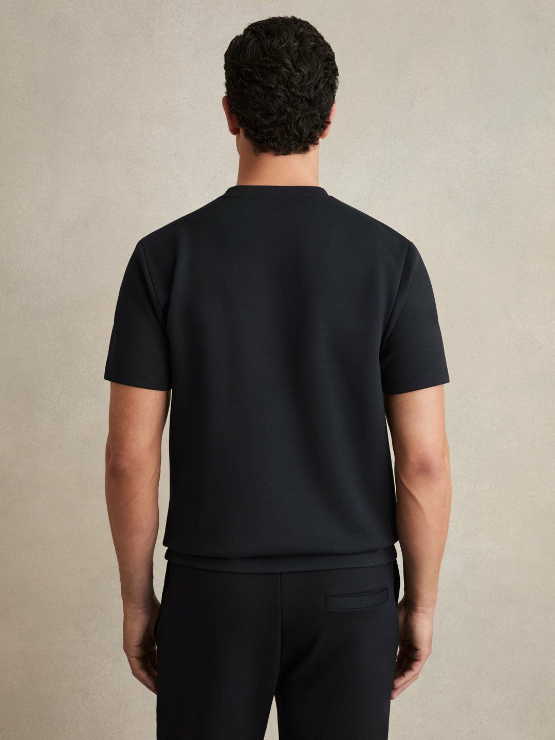 Interlock Jersey Crew Neck T-Shirt Navy Blue | Mens