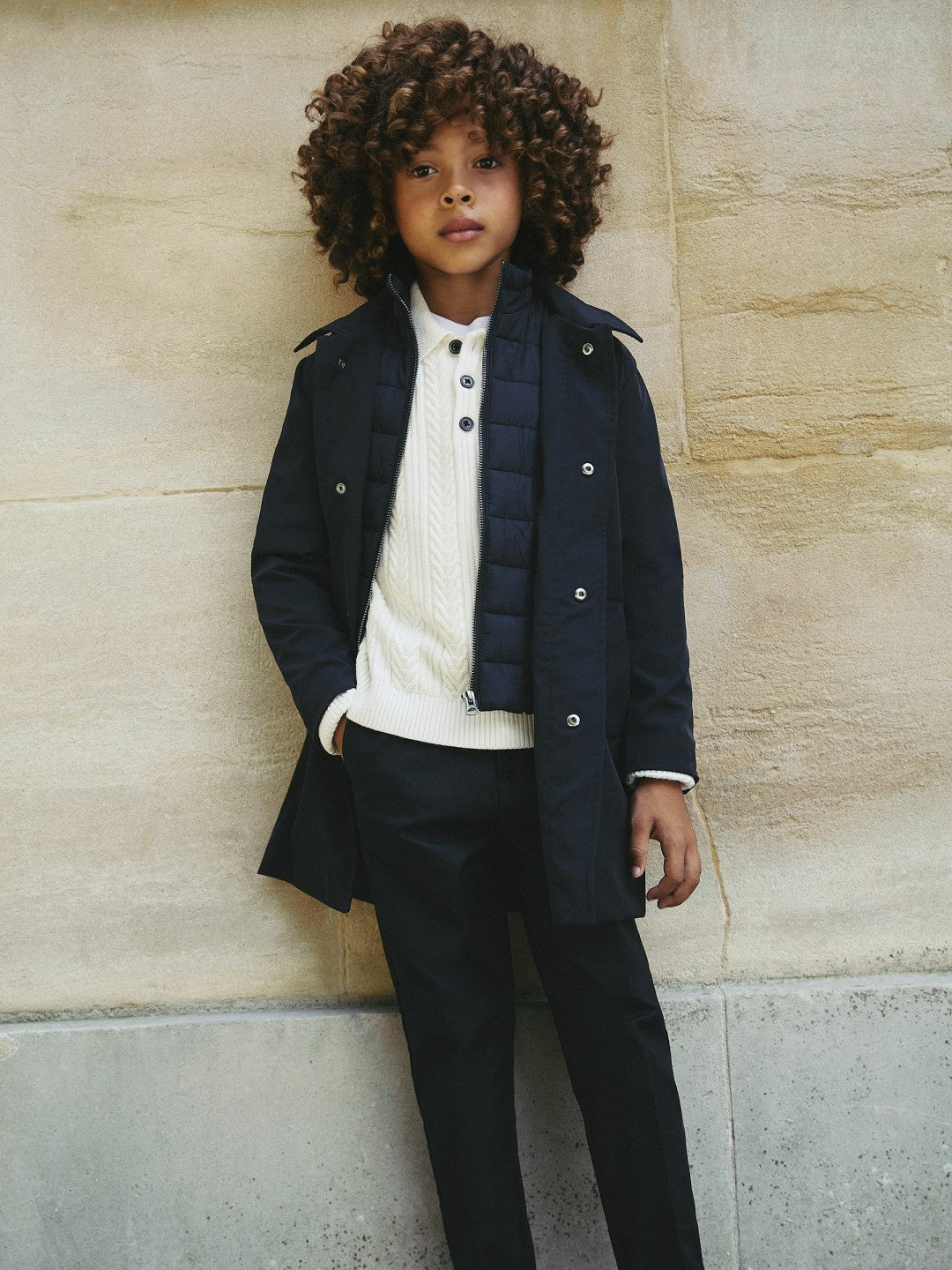 9-13 yrs Gabardine Coat with Removable Gilet Navy | Children