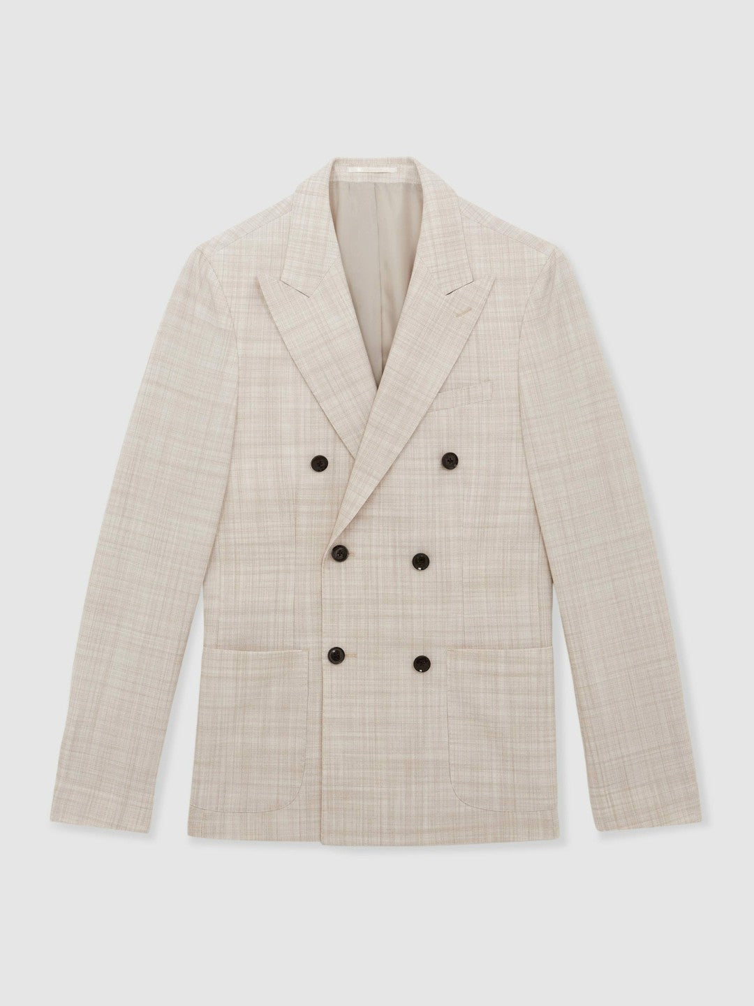 Double-Breasted Check Suit Blazer Regular-Fit Stone | Mens