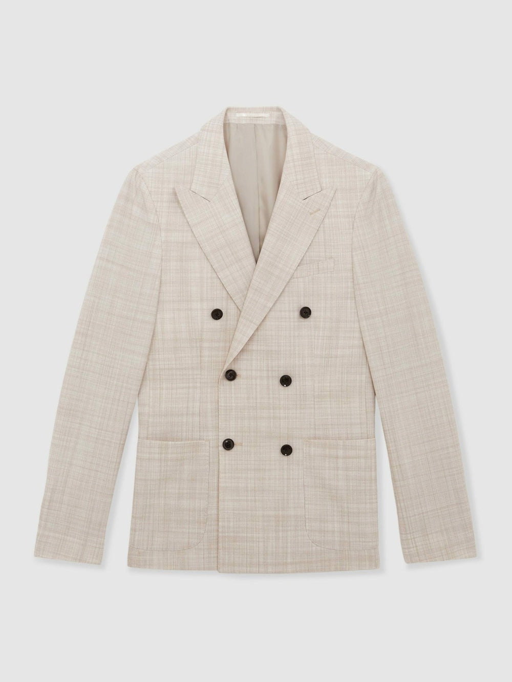 Double-Breasted Check Suit Blazer Regular-Fit Stone | Mens