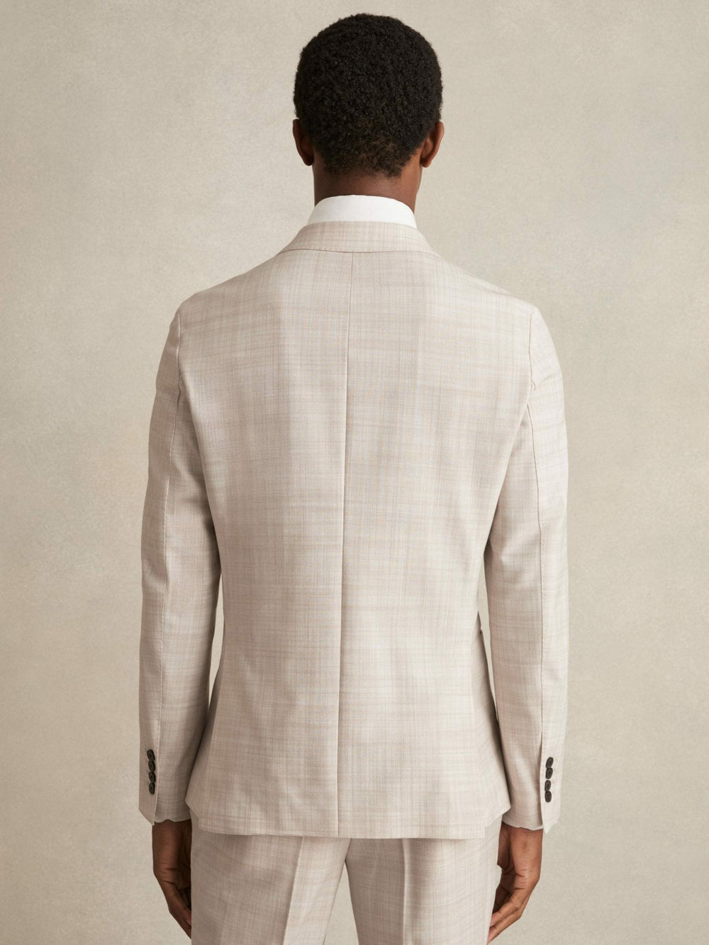 Double-Breasted Check Suit Blazer Regular-Fit Stone | Mens