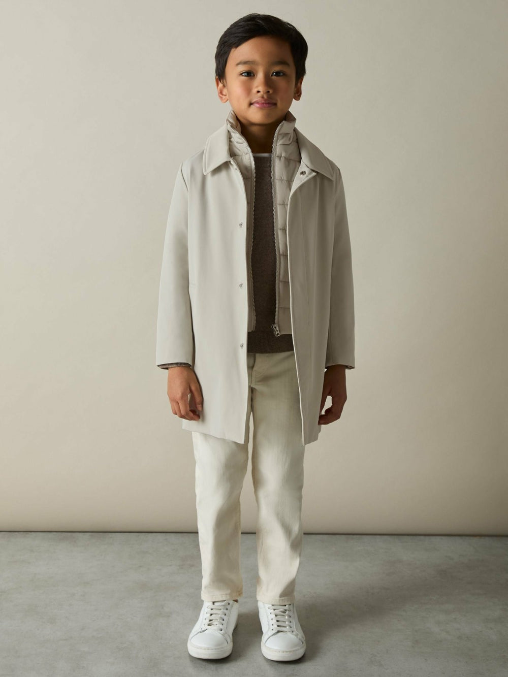 9-13 yrs Gabardine Coat with Removable Gilet Stone | Children