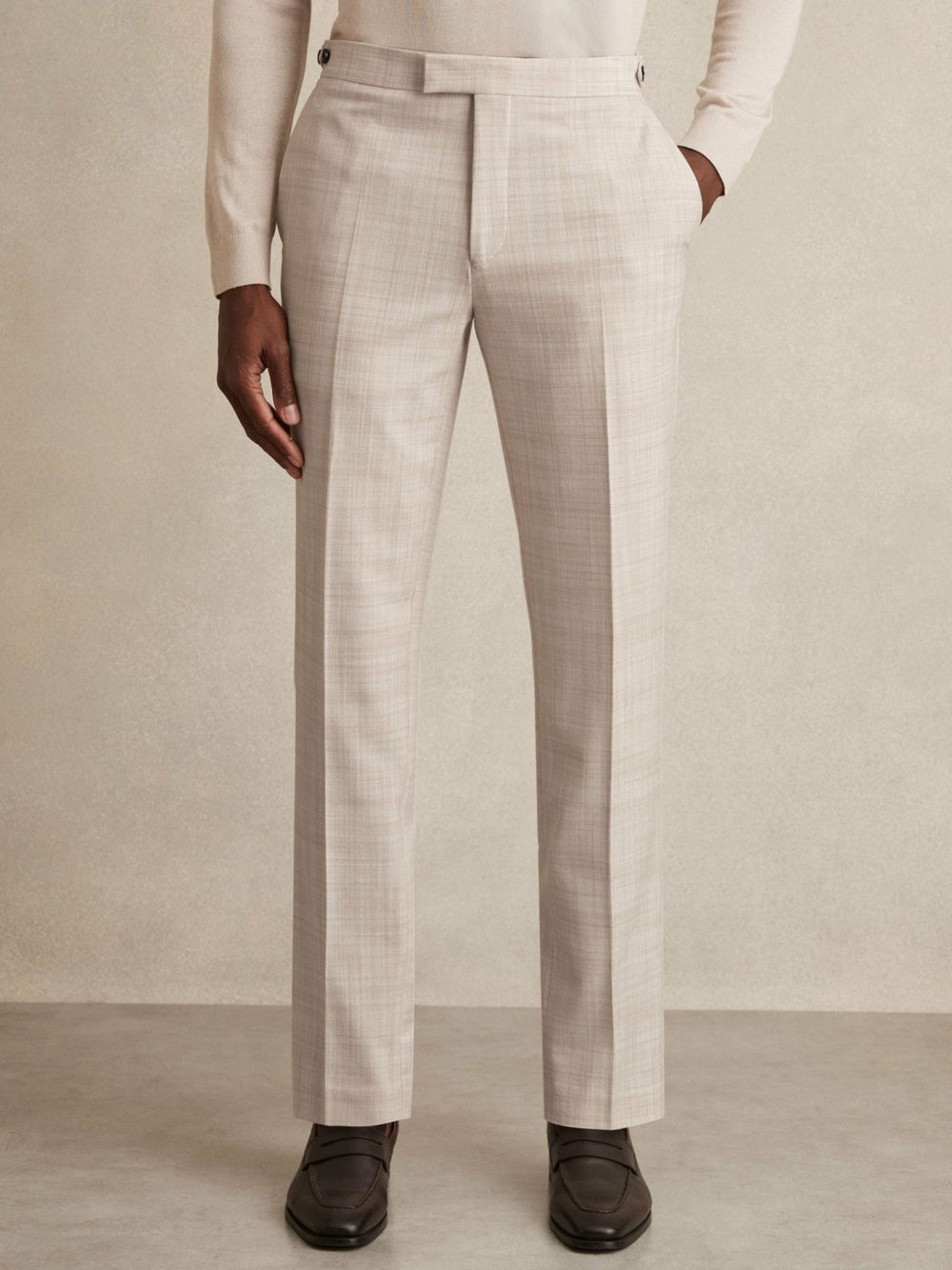 Check Regular-Fit Suit Trousers Stone | Mens