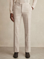 Check Regular-Fit Suit Trousers Stone | Mens