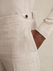 Check Regular-Fit Suit Trousers Stone | Mens