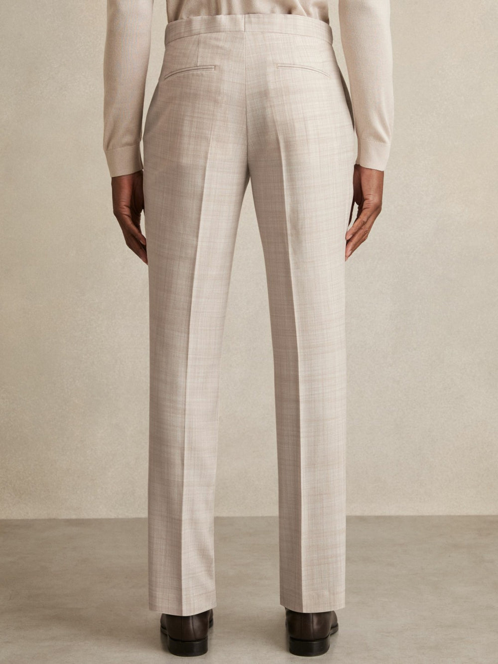 Check Regular-Fit Suit Trousers Stone | Mens