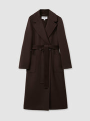 Petite Wool Blend Double Breasted Blindseam Coat Chocolate | Womens