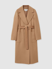 Petite Wool Blend Double Breasted Blindseam Coat Light Camel | Womens