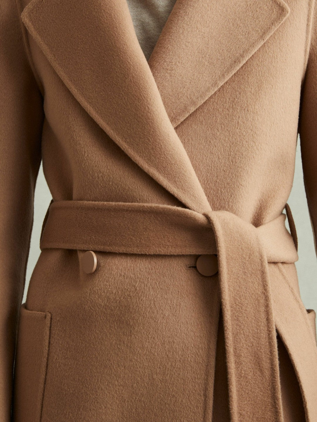 Petite Wool Blend Double Breasted Blindseam Coat Light Camel | Womens