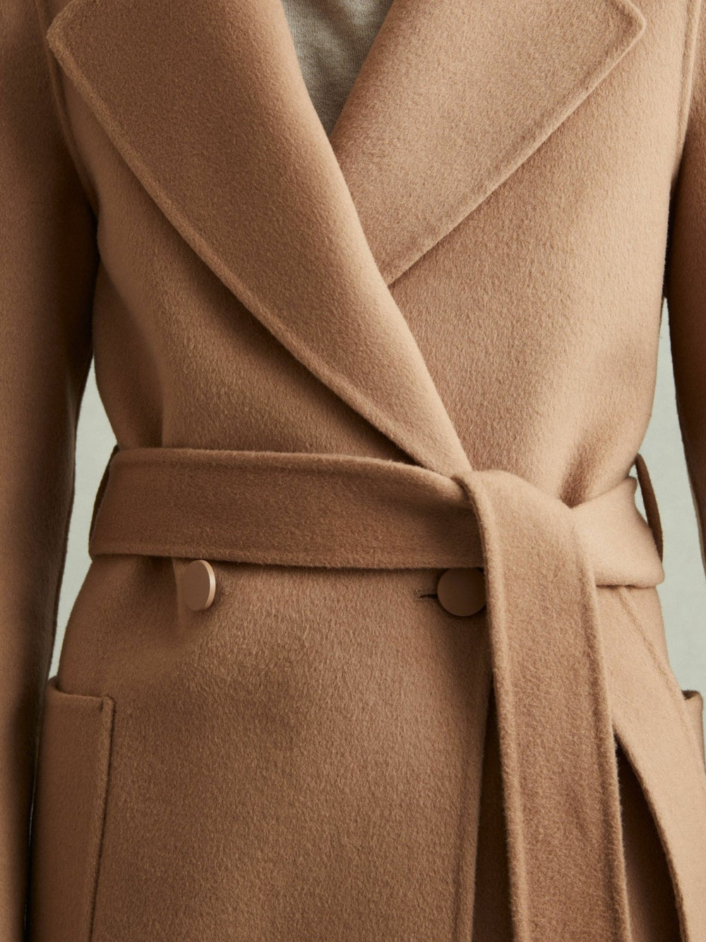 Petite Wool Blend Double Breasted Blindseam Coat Light Camel | Womens