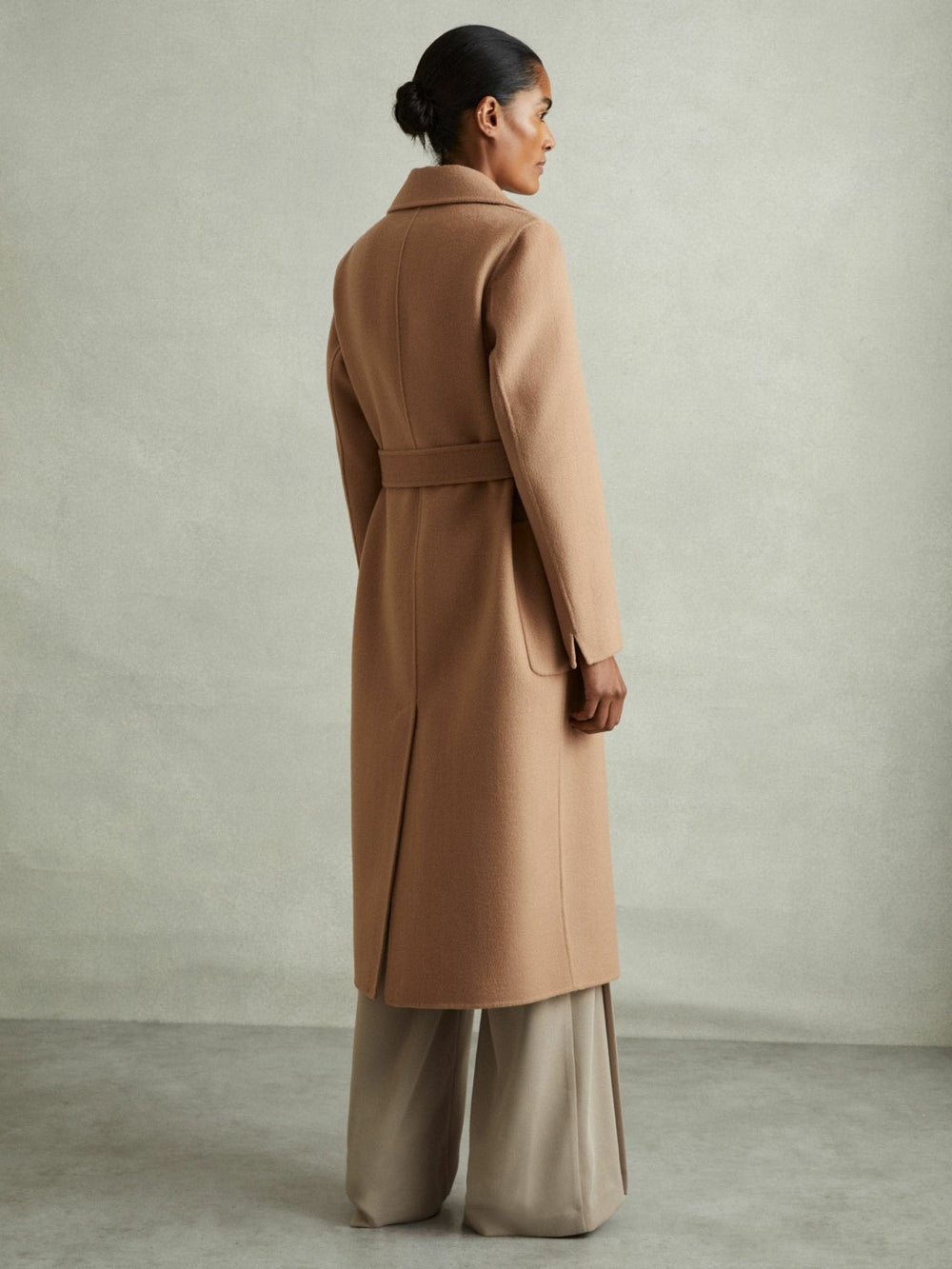 Petite Wool Blend Double Breasted Blindseam Coat Light Camel | Womens