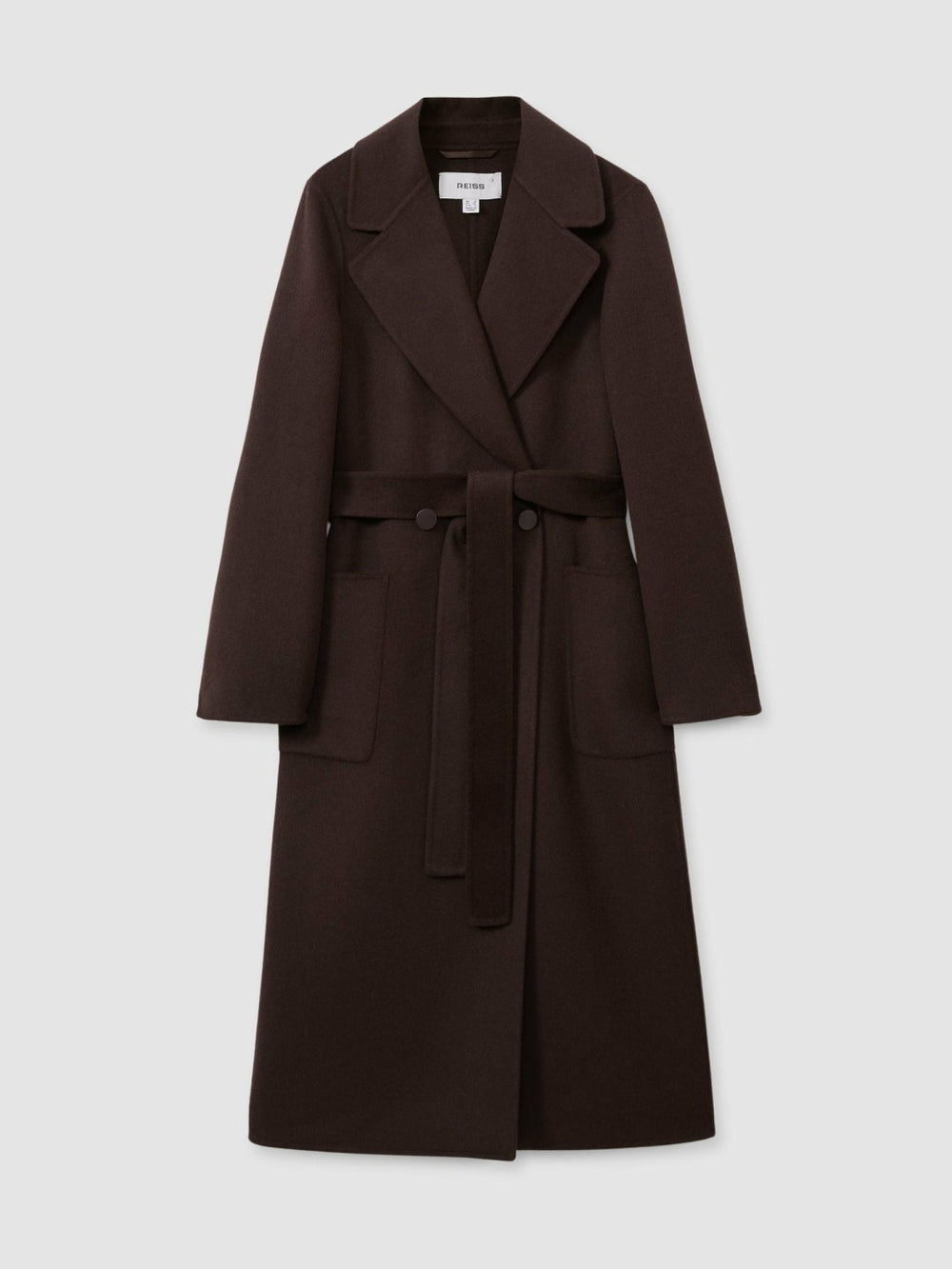 Wool Blend Double Breasted Blindseam Coat Chocolate | Womens