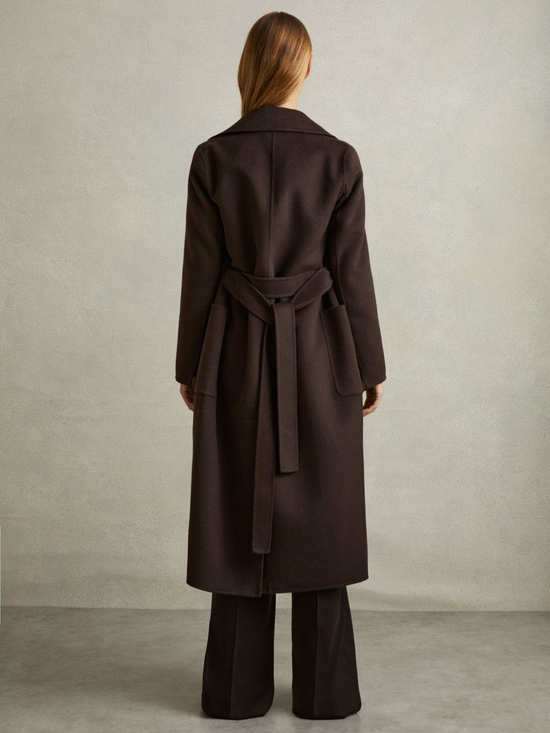 Wool Blend Double Breasted Blindseam Coat Chocolate | Womens