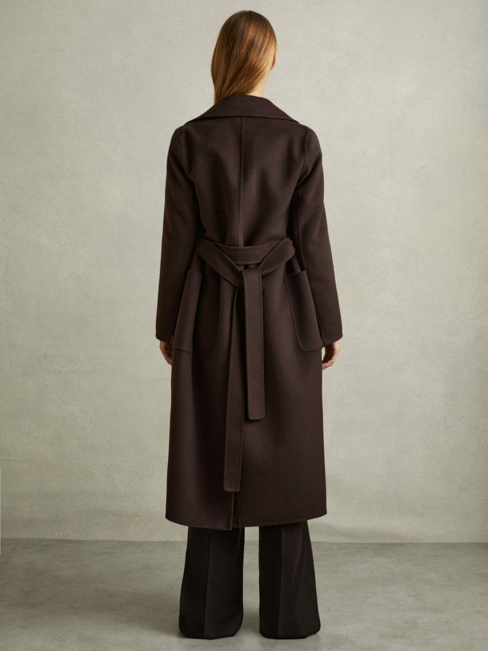 Wool Blend Double Breasted Blindseam Coat Chocolate | Womens