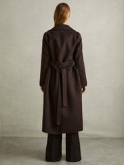 Wool Blend Double Breasted Blindseam Coat Chocolate | Womens