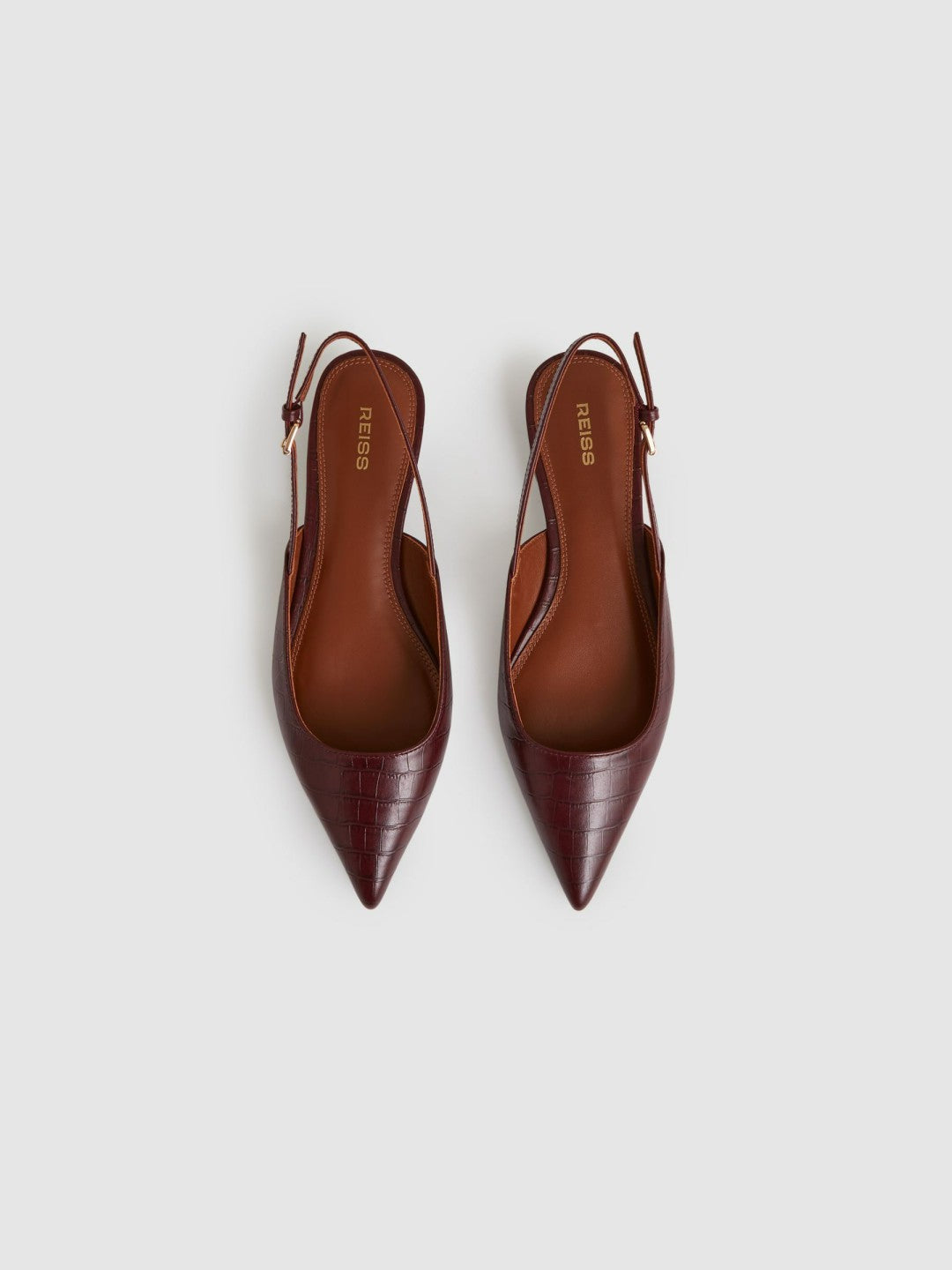 Leather Slingback Ballerina Pumps Oxblood | Womens