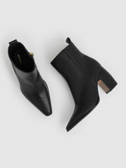 Leather Blocked Heel Ankle Boots Black | Womens