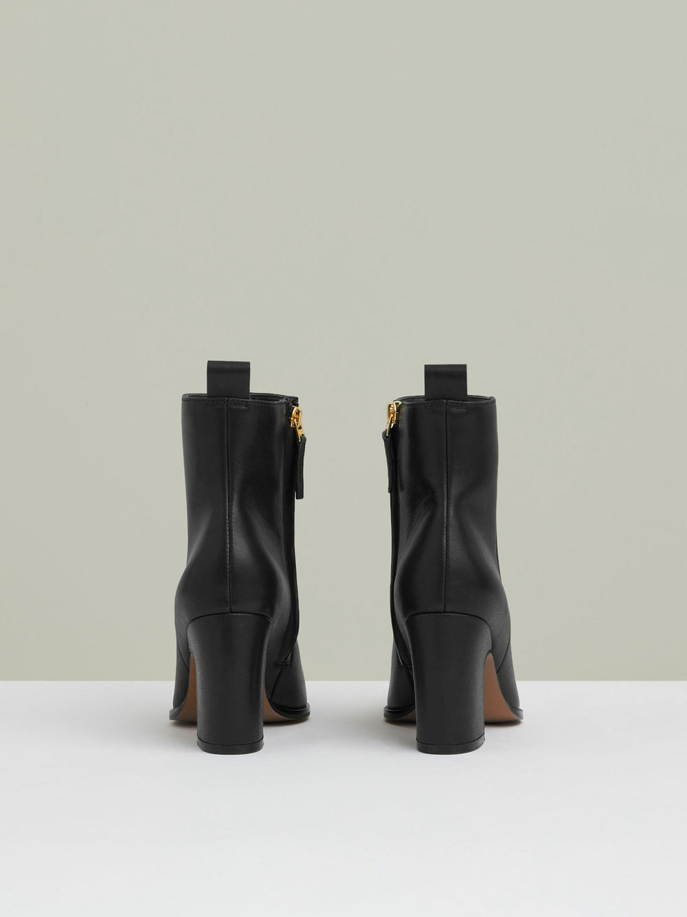 Leather Blocked Heel Ankle Boots Black | Womens