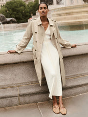 Hooded Insert Trench Coat Stone | Womens