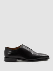 Leather Brogue Detail Lace-Up Shoes Black | Mens