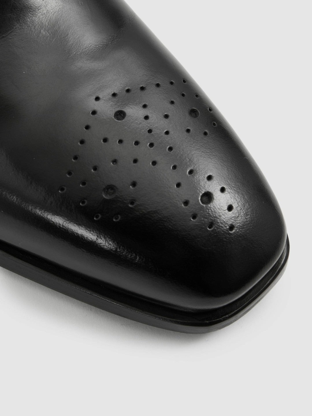 Leather Brogue Detail Lace-Up Shoes Black | Mens