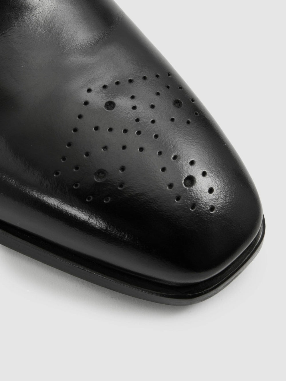 Leather Brogue Detail Lace-Up Shoes Black | Mens