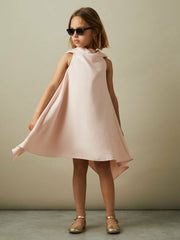 9-13 yrs High-Neck Drape Back Dress Pink | Children