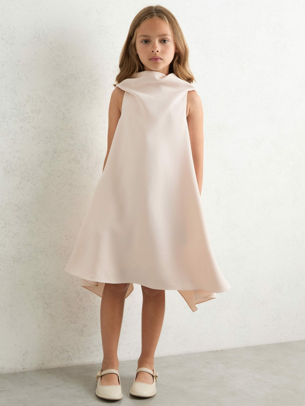 3-9 yrs High-Neck Drape Back Dress Pink | Children
