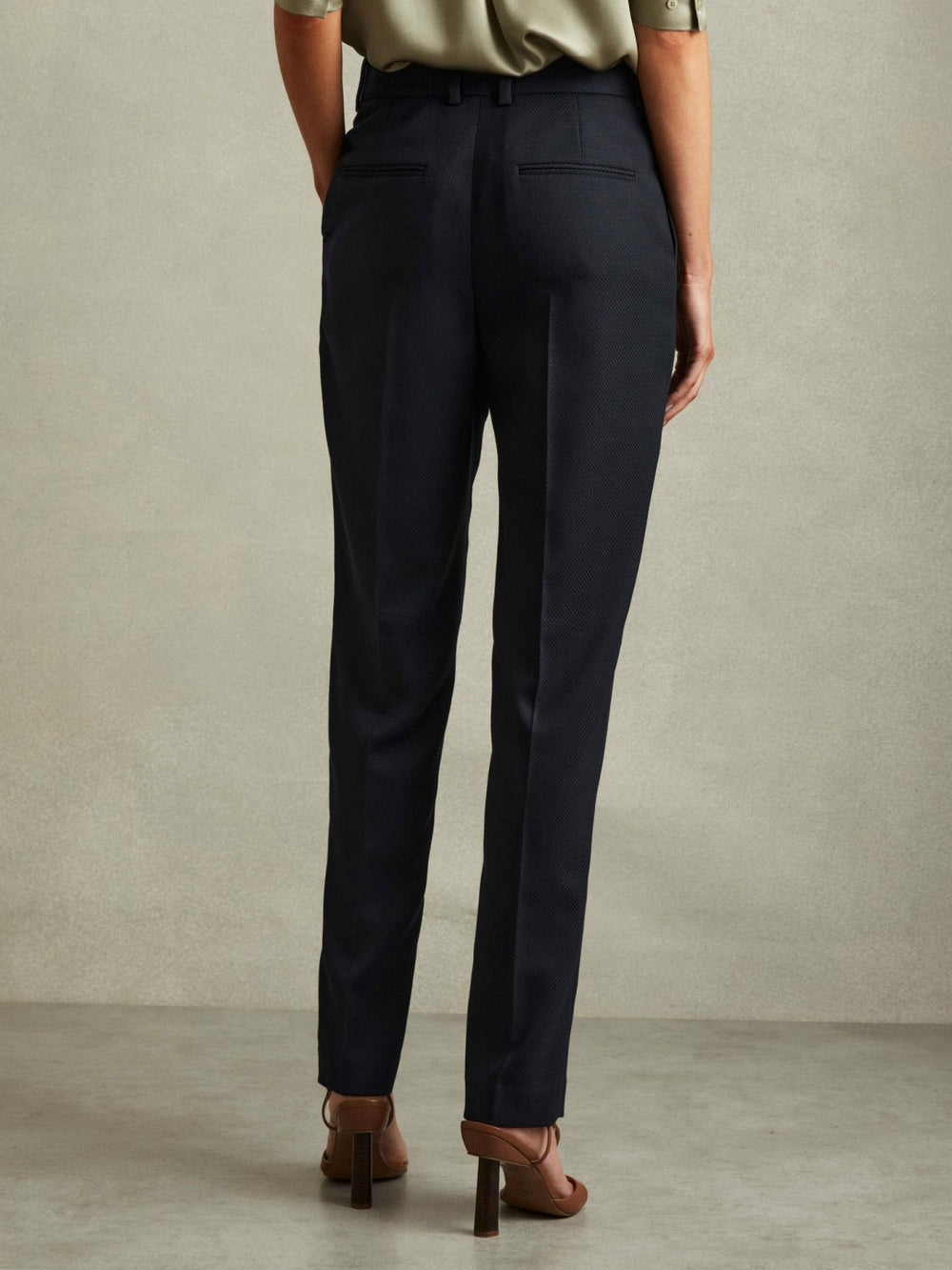 Textured Slim Fit Suit Trousers Navy | Womens