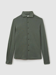 Modal Blend Cutaway Collar Shirt Green Smoke | Mens